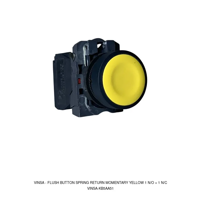 Vinsa Flush Button Spring Return Momentary Yellow 1 N/O + 1 N/C