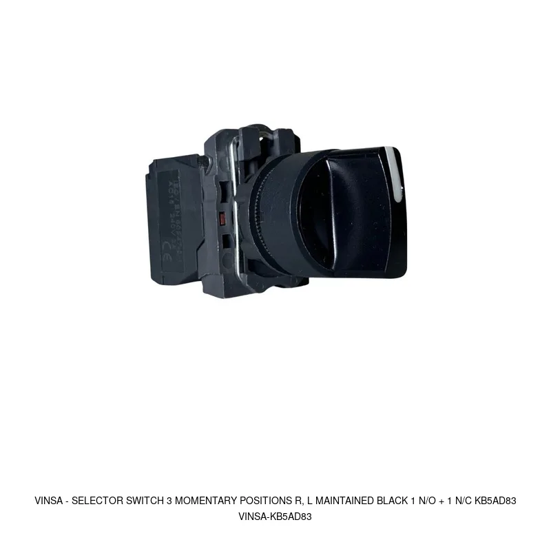 Vinsa Selector Switch 3 momentary positions R, L maintained Black 1 N/O + 1 N/C KB5AD83