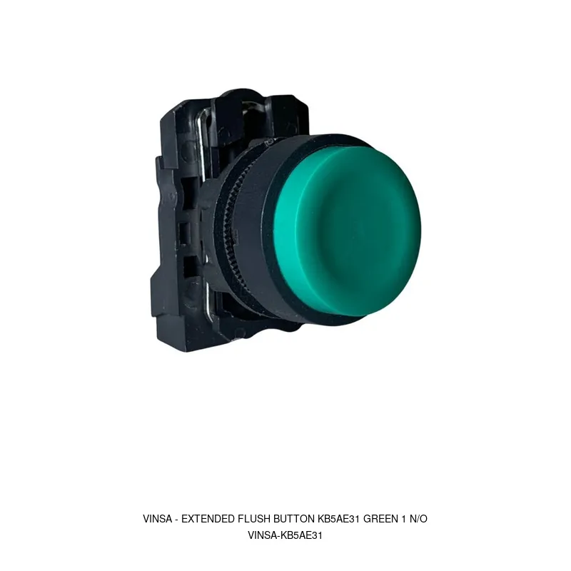 Vinsa Extended Flush Button KB5AE31 Green 1 N/O