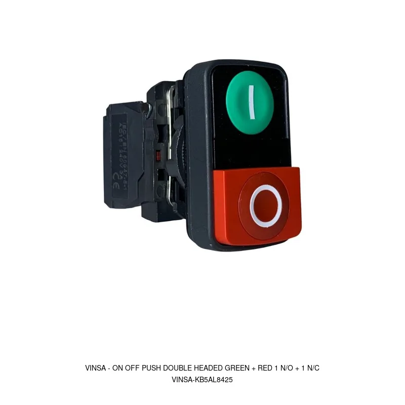 Vinsa On Off Push Double Headed Green + Red 1 N/O + 1 N/C