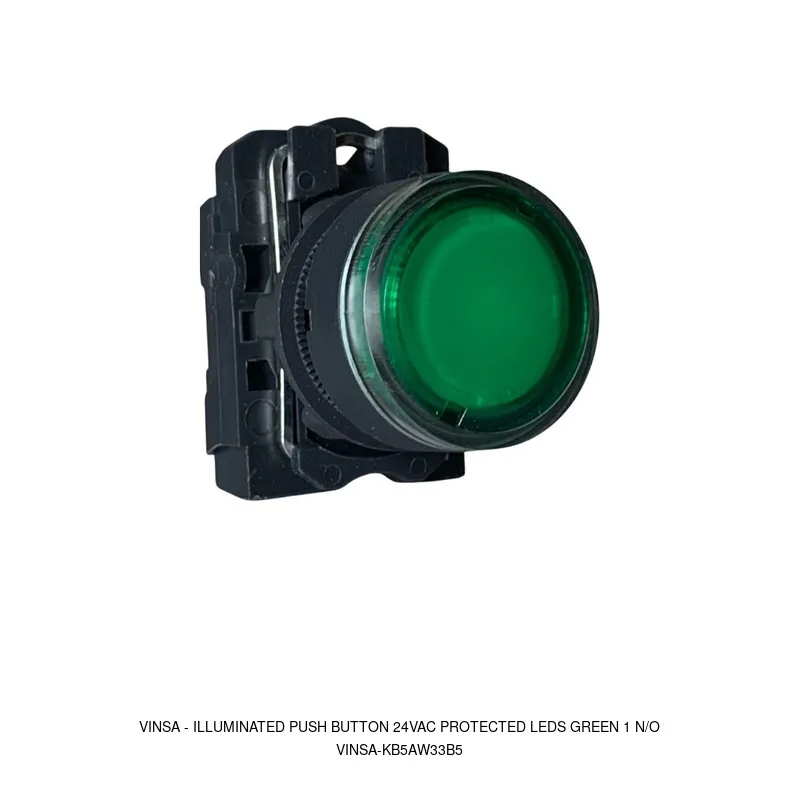 Vinsa Illuminated Push Button 24VAC Protected LEDs Green 1 N/O