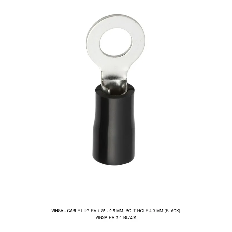 Vinsa Cable Lug RV 1.25 - 2.5 mm, Bolt Hole 4.3 mm (Black)