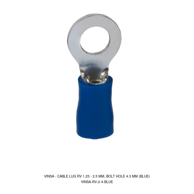 Vinsa Cable Lug RV 1.25 - 2.5 mm, Bolt Hole 4.3 mm (Blue)