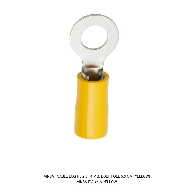 Vinsa Cable Lug RV 2.5 - 4 mm, Bolt Hole 5.3 mm (Yellow)