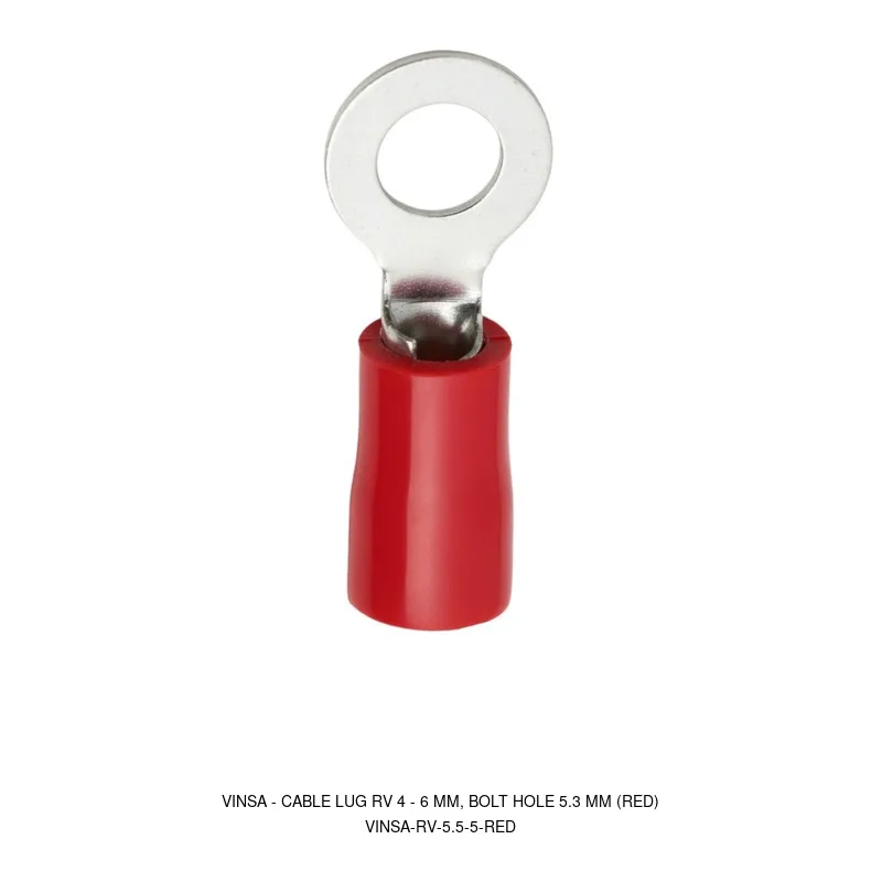 Vinsa Cable Lug RV 4 - 6 mm, Bolt Hole 5.3 mm (Red)