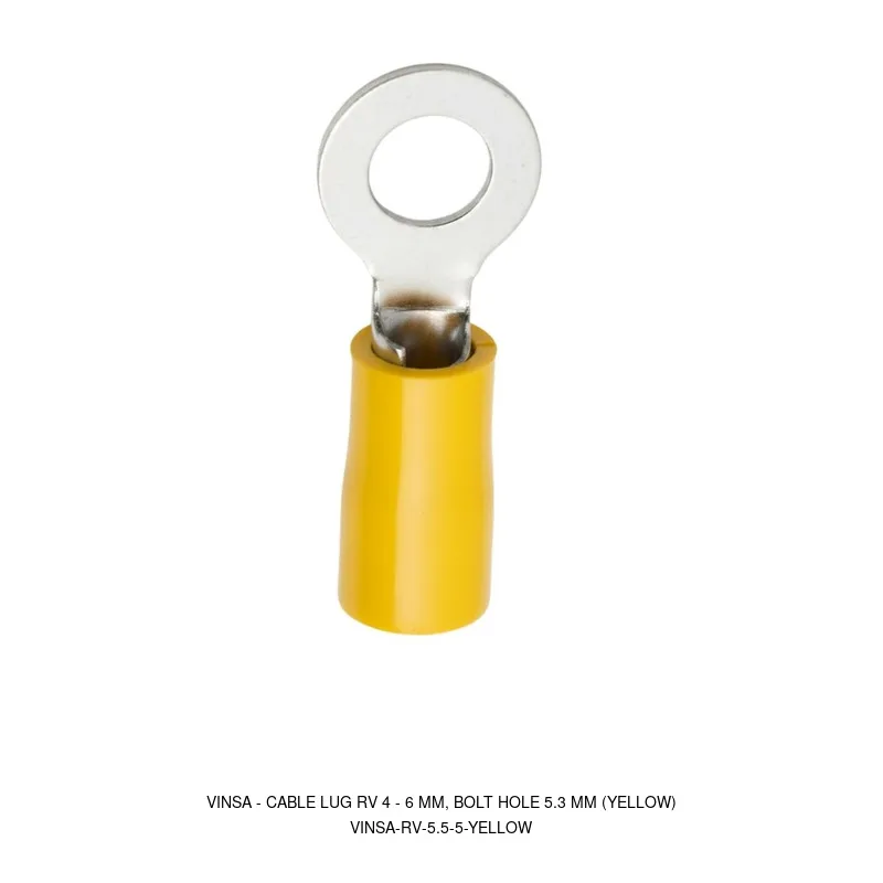 Vinsa Cable Lug RV 4 - 6 mm, Bolt Hole 5.3 mm (Yellow)