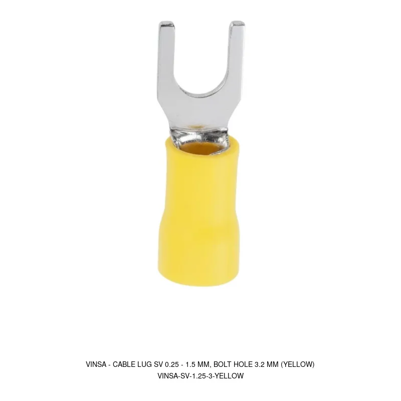 Vinsa Cable Lug SV 0.25 - 1.5 mm, Bolt Hole 3.2 mm (Yellow)