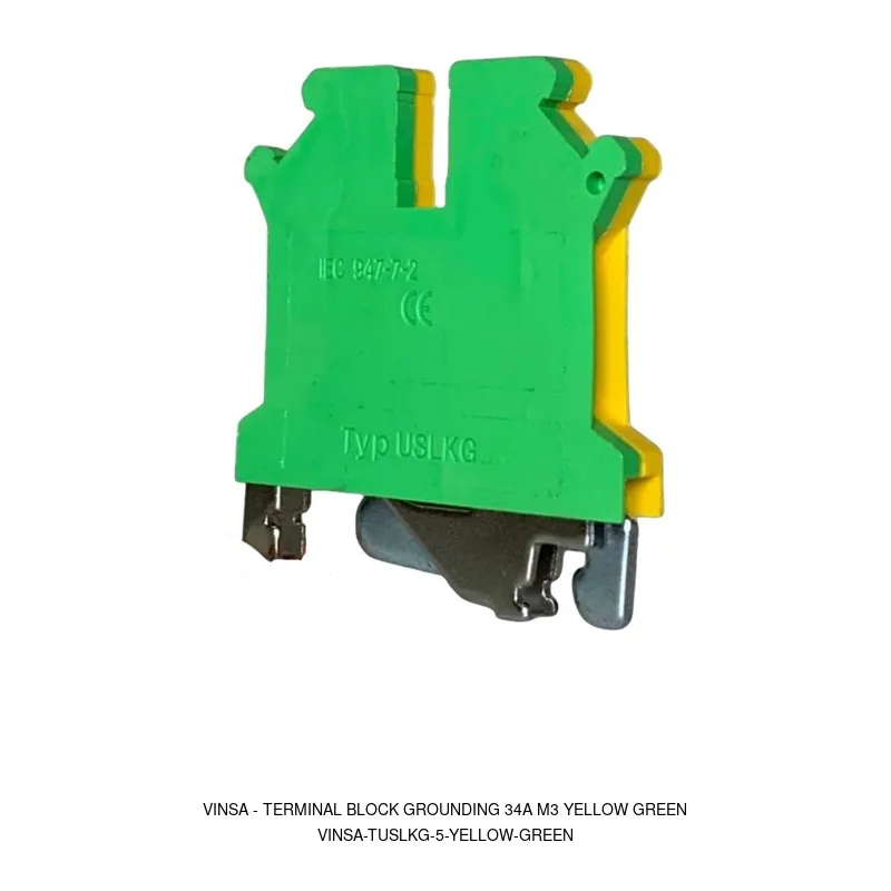 Vinsa Terminal Block Grounding 34A M3 Yellow Green